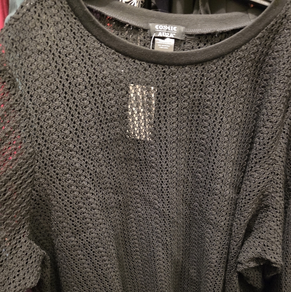 Hot Topic Black Knit Mesh Top
